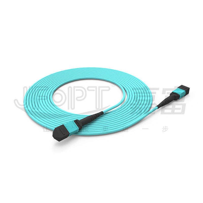 12-rdzeniowy kabel magistrali MPO Multimode 50/125 3,0 mm Patchcord LSZH Aqua B Polarity