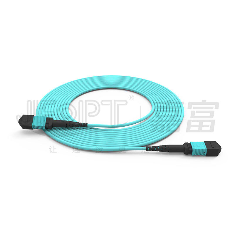 12-rdzeniowy kabel magistrali MPO Multimode 50/125 3,0 mm Patchcord LSZH Aqua B Polarity