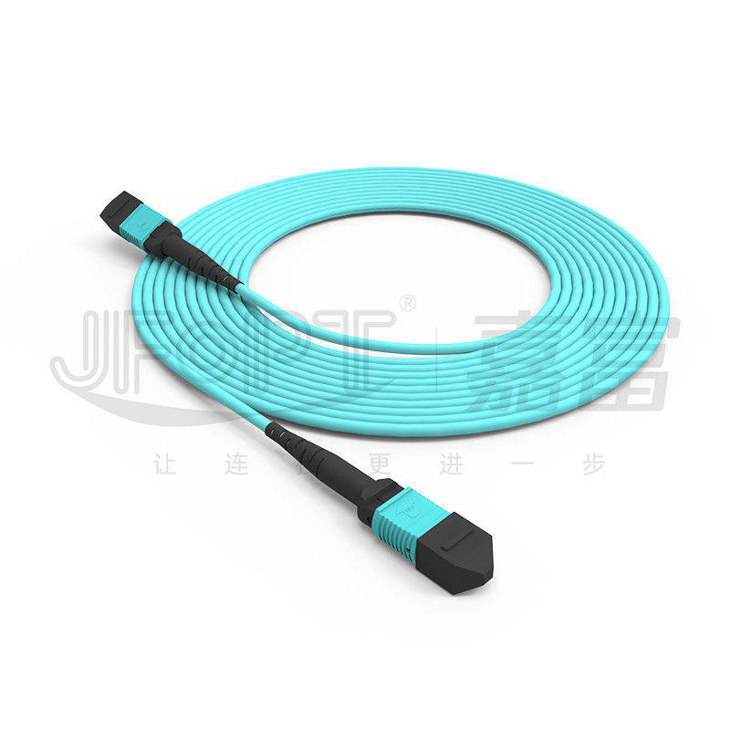 12-rdzeniowy kabel magistrali MPO Multimode 50/125 3,0 mm Patchcord LSZH Aqua B Polarity