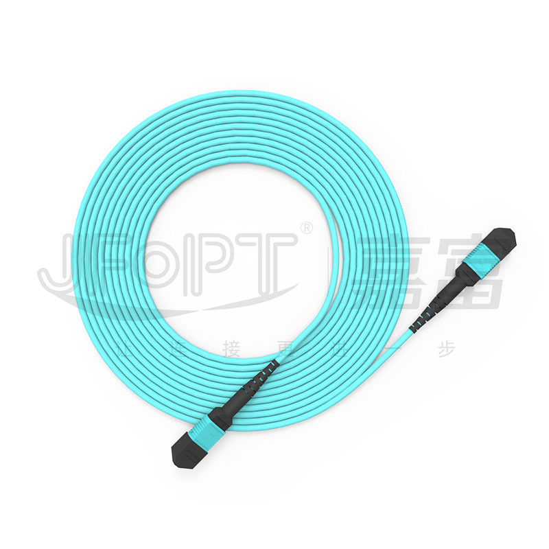 12-rdzeniowy kabel magistrali MPO Multimode 50/125 3,0 mm Patchcord LSZH Aqua B Polarity