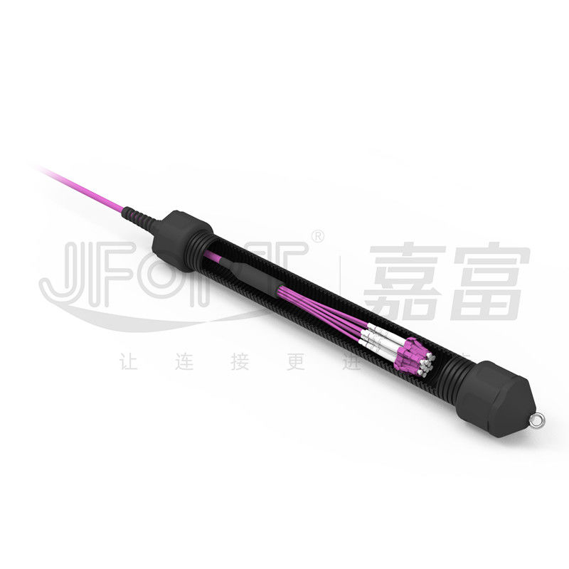 Mini kabel 12-żyłowy wstępnie zakończony kabel światłowodowy ze złączami LC UPC Multimode OM4 Violet 0,5m Branch