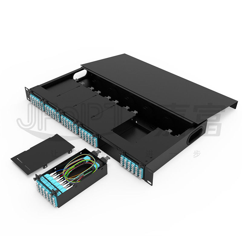 Patch panel światłowodowy do montażu w stojaku 6 szt. Kasety MPO z 1 szt. 24 rdzeni lub 2 szt. 12 rdzeni Kabel MPO-LC