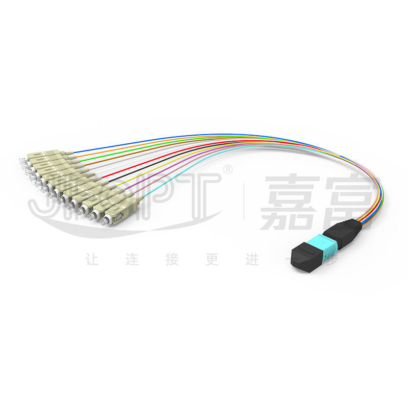 0,3 m wielomodowy kabel OM3 MPO Breakout MPO / PC - SC / APC Patchcord rozgałęziony o niskiej stratności 0,9 mm