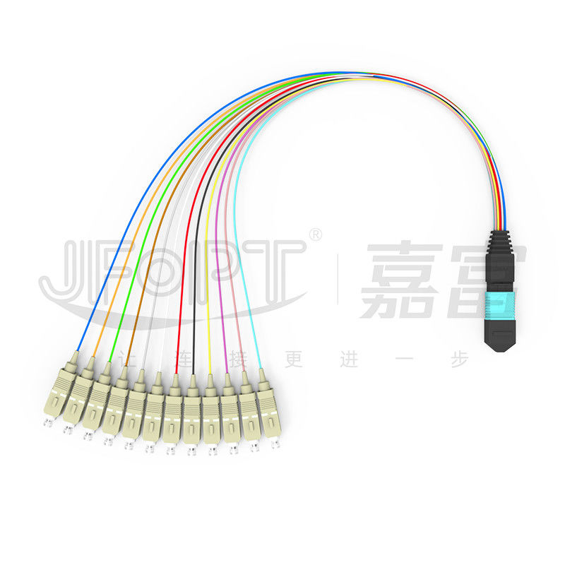 0,3 m wielomodowy kabel OM3 MPO Breakout MPO / PC - SC / APC Patchcord rozgałęziony o niskiej stratności 0,9 mm