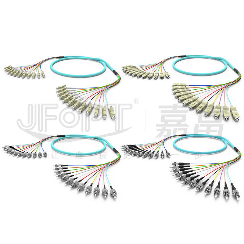 10 Gigabit Ribbon Branch Multimode Patch Cord 2-24 Rdzenie OM3/OM4 Aqua LSZH Gałąź 2.0/3.0mm