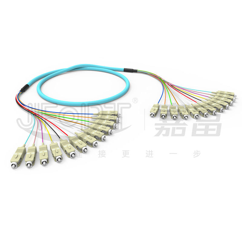 10 Gigabit Ribbon Branch Multimode Patch Cord 2-24 Rdzenie OM3/OM4 Aqua LSZH Gałąź 2.0/3.0mm