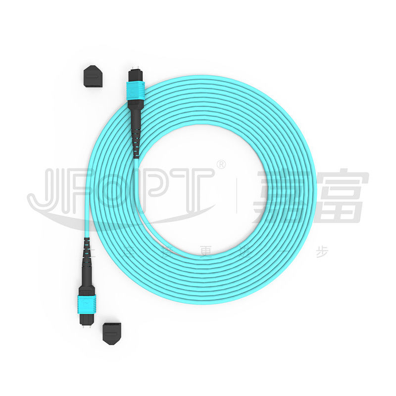 12 rdzeni Szybkość MPO Patch Cord Aqua Color dla połączenia z centrum danych 10G Wielo-modowy OM3 Fiber Optic Patch Cord