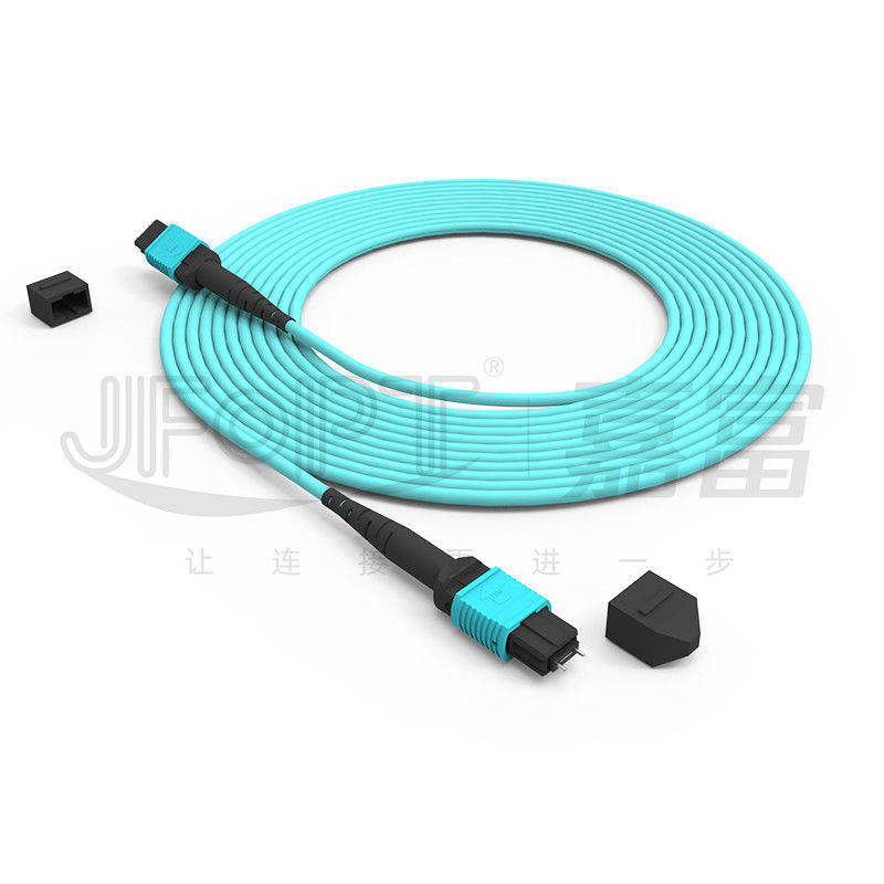 12 rdzeni Szybkość MPO Patch Cord Aqua Color dla połączenia z centrum danych 10G Wielo-modowy OM3 Fiber Optic Patch Cord