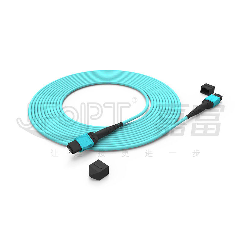 12 rdzeni Szybkość MPO Patch Cord Aqua Color dla połączenia z centrum danych 10G Wielo-modowy OM3 Fiber Optic Patch Cord